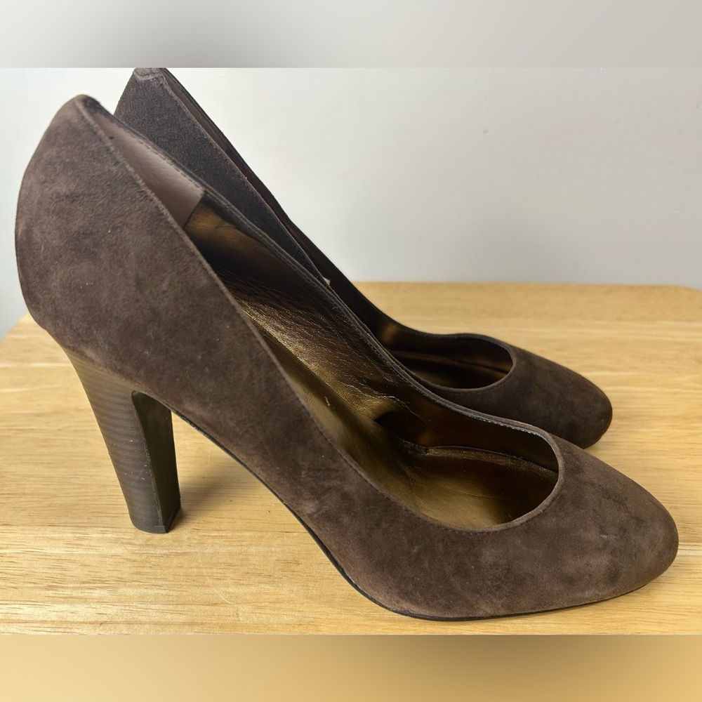 Lauren Ralph Lauren LRL Suede Pumps Heels Shoes 8.5 Brown City Office Evening - Picture 3 of 16